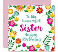 Divertidas tarjetas de cumpleaños para hermana, maravillosa mujer, bonita tarjeta de feliz cumpleaños para hermana de hermano, regalos especiales, tarjetas de felicitación florales para hermanos de