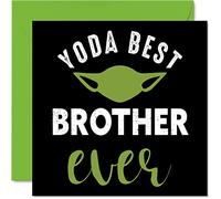 Divertidas tarjetas de cumpleaños para hermano - Yoda Best - Tarjeta de feliz cumpleaños de broma para hermano de hermana, regalos de cumpleaños para hermano de broma, 145 mm x 145 mm, tarjetas de
