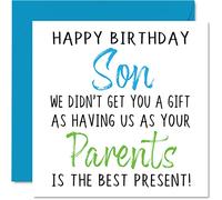 Divertidas tarjetas de cumpleaños para hijo de padres - Tarjeta de feliz cumpleaños hijo sin regalo - Tarjeta de papá, mamá, padre, madre, hijos, regalos groseros de broma, tarjetas de felicitación