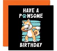 Divertidas tarjetas de cumpleaños para hombres y mujeres de la mascota - Pawsome Birthday - Tarjeta de cumpleaños para mascotas de Pet para mamá o papá, regalos divertidos para mascotas, perros y gatos, 145 mm x 145 mm, bromas de bromas humorísticas, tarjetas de felicitación de cumpleaños