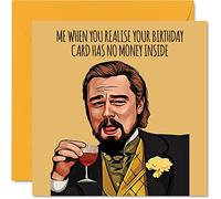 Divertidas tarjetas de cumpleaños para hombres y mujeres, sin dinero Leo Meme, tarjetas de cumpleaños groseras para mamá, papá, hermano, hermana, hijo, hija, abuela, abuelo, tarjetas de felicitación