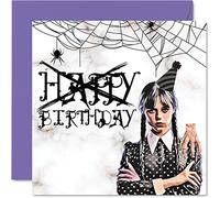 Divertidas tarjetas de cumpleaños para hombres y mujeres, Wednesday Addams, tarjeta de feliz cumpleaños para amigos, hermano, hermana, tío, tía, papá, mamá, hijo, hija, 145 mm x 145 mm, tarjetas de