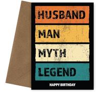Divertidas tarjetas de cumpleaños para marido, leyenda del mito del hombre, tarjeta de feliz cumpleaños de esposa, hombres de cualquier edad, tarjeta de feliz cumpleaños, marido