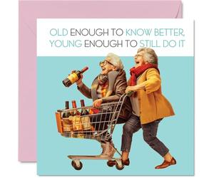 Divertidas tarjetas de cumpleaños para mujer, carrito Wallys, tarjeta de feliz cumpleaños para mamá, hermana, hija, abuela, prima, amiga, mejor amiga, 145 mm x 145 mm, tarjetas de felicitación de