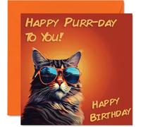 Divertidas tarjetas de cumpleaños para mujeres y hombres, gafas de sol de gato, tarjeta de feliz cumpleaños para mamá, papá, hermano, hermana, tío, tía, primo, abuelo, niñera, amigo, 145 mm x 145 mm,