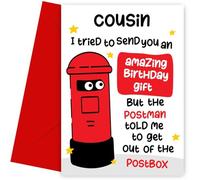 Divertidas tarjetas de cumpleaños para primos - Postman Told Me To Get Out - Tarjeta de cumpleaños humorística para primos - Saludos de broma masculino femenino - Tarjeta de cumpleaños sarcástica para