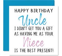 Divertidas tarjetas de cumpleaños para tío de sobrina - Tarjeta de feliz cumpleaños tío sin regalo - Tarjeta de sobrina, regalos groseros de broma, tarjetas de felicitación de humor de 145 mm para él