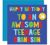 Divertidas tarjetas de felicitación de 16 cumpleaños para nieto, impresionante nieto adolescente 16, 145 mmx145 mm, 16 mm tarjetas de felicitación de 16 años