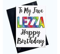 Divertidas tarjetas de felicitación lesbianas regalo gay tarjetas de mejor amigo regalo de cumpleaños feliz cumpleaños a mi fave Lezza novedad broma divertido humor PC667