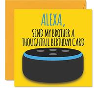 Divertidas tarjetas de feliz cumpleaños para hermano - Alexa - Tarjeta de feliz cumpleaños para hermano de hermana, regalos de broma, tarjetas de felicitación divertidas para hermanos de 145 mm