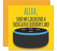 Divertidas tarjetas de feliz cumpleaños para novia - Alexa - Tarjeta de feliz cumpleaños para novia de novio pareja, regalo de broma, tarjetas de felicitación de aniversario divertidas de 145 mm