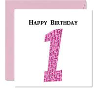 Divertidas tarjetas de primer cumpleaños para niñas - Shapecloud - Tarjeta de feliz cumpleaños para hijo, hija, hermano, hermana, nieto, nieta, sobrino, primo, 145 mm, tarjetas de felicitación,