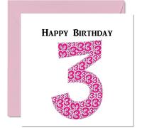 Divertidas tarjetas de tercer cumpleaños para niñas, Shapecloud - Tarjeta de feliz cumpleaños para hijo, hija, hermano, hermana, nieto, nieta, sobrina, sobrino, primo, 145 mm x 145 mm, divertida