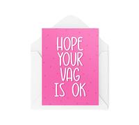 Divertidas tarjetas para bebés | Hope Your Vag Is Ok Card | Nacimiento Nuevos chistes para bebés Parto Mejor amigo Bestie Cheeky Bromas Novedad | CBH1053