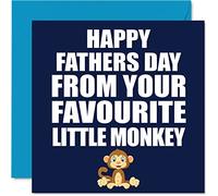 Divertidas tarjetas para el día del padre para papá - Little Monkey - Tarjeta feliz del día del padre para papá de parte de hijo e hija, regalos de cumpleaños del padre, 145 mm x 145 mm, tarjetas de