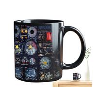 Divertidas tazas de café - Taza novedosa de 3.23 pulgadas, panel de instrumentos de aviación, taza portátil con mango ergonómico | Kit de beber té para bebidas frías calientes que mejoran la