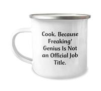 Divertidas tazas de camping para cocineros, regalos de hombres a amigos en el día de graduación, "Cook. Because Freaking" genius Is Not An Official Job Title.', 340.2 g acabado esmaltado de acero