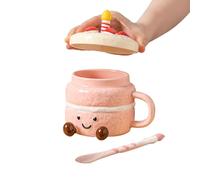 Divertidas tazas de cerámica con tapa y patas de cuchara, divertida taza de café, divertida taza de café | Divertido regalo novedoso para mujeres, niñas, amigas, Año Nuevo, cumpleaños, día de San