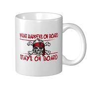 Divertidas tazas para hombre, diseño de pirata con texto en inglés "What Happens On Board", regalo divertido