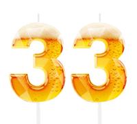 Divertidas velas de cumpleaños con temática de cerveza para hombres, decoración de pastel de 33 cumpleaños para amantes de la cerveza, suministros de fiesta de diseño novedoso para papá, marido