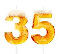 Divertidas velas de cumpleaños con temática de cerveza para hombres, decoración de pastel de 35 cumpleaños para amantes de la cerveza, suministros de fiesta de diseño novedoso para papá, marido