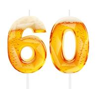 Divertidas velas de cumpleaños con temática de cerveza para hombres, decoración de pastel de 60 cumpleaños para amantes de la cerveza, suministros de fiesta de diseño novedoso para papá, marido