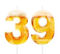 Divertidas velas de cumpleaños con temática de cerveza para hombres, decoración de pastel de cumpleaños número 39 para amantes de la cerveza, suministros de fiesta de diseño novedoso para papá, marido