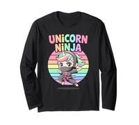 Divertidas vibraciones mágicas de unicornio Ninja Girl Pre-K inspiran BJJ Manga Larga