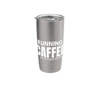 Divertidísimo diseño de cita: «Corriendo con cafeína y malas decisiones» Vaso térmico de acero inoxidable de doble pared