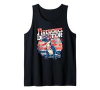 Divertido 4 de julio DIRECTOR DE FUEGOS Artificiales T-Rex Patriotic Teacher Camiseta sin Mangas