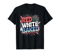 Divertido 4 de julio rojo blanco y marihuana al horno para fumar cannabis Camiseta