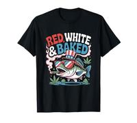 Divertido 4 de julio rojo blanco y marihuana al horno para fumar cannabis Camiseta