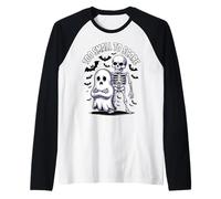 Divertido a pequeño para asustar esqueleto lindo Halloween Camiseta Manga Raglan