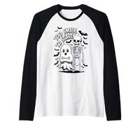 Divertido a pequeño para asustar esqueleto lindo Halloween Camiseta Manga Raglan