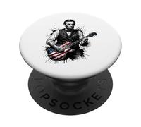 Divertido Abraham Lincoln Tocando la Guitarra eléctrica PopSockets PopGrip Adhesivo