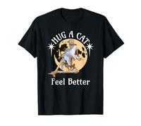 Divertido Abrazo a un Gato, siéntete Mejor Esqueleto Abrazando Gato Halloween Camiseta