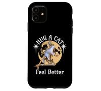 Divertido Abrazo a un Gato, siéntete Mejor Esqueleto Abrazando Gato Halloween Carcasa para iPhone 11