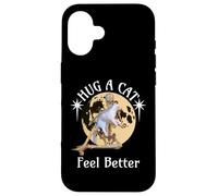 Divertido Abrazo a un Gato, siéntete Mejor Esqueleto Abrazando Gato Halloween Carcasa para iPhone 16
