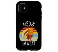 Divertido Acción de Gracias Mujeres Hombres Niño Familia Turquía Meow Fake Cat Carcasa para iPhone 11