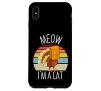 Divertido Acción de Gracias Mujeres Hombres Niño Familia Turquía Meow Fake Cat Carcasa para iPhone XS MAX