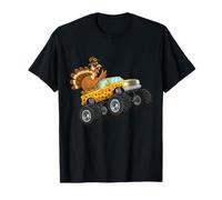 Divertido Acción de Gracias Turquía Montando Monster Truck Niños Niños Camiseta
