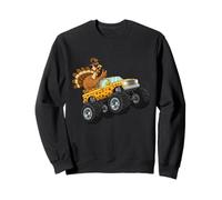 Divertido Acción de Gracias Turquía Montando Monster Truck Niños Niños Sudadera