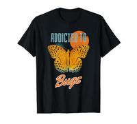 Divertido Adicto a los Insectos Mariposa Naranja Amantes de Insectos Camiseta gráfica económica, Hombre, Negro, L