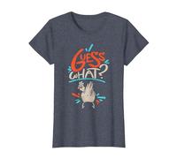 Divertido Adivina Lo Culo De Pollo Camiseta, Mujer, Azul Jaspeado, XL
