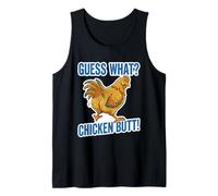 Divertido Adivina Qué Pollo Butt Juego de Palabras Broma Diciendo Humor Lema Camiseta sin Mangas