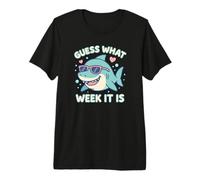 Divertido Adivina qué Semana es Shark Joke Lover Ocean Wildlife Camiseta Premium