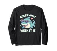 Divertido Adivina qué Semana es Shark Joke Lover Ocean Wildlife Manga Larga