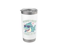 Divertido Adivina qué semana es Shark Joke Lover Ocean Wildlife Vaso térmico de acero inoxidable de doble pared
