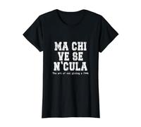 Divertido aforismo dialecto romanesco Estilo despreocupado Camiseta gráfica económica, Mujer, Negro, S