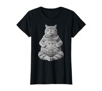 Divertido AI Embarazada Chonk Gato Yoga Meme Lindo Mamá Meditación Camiseta